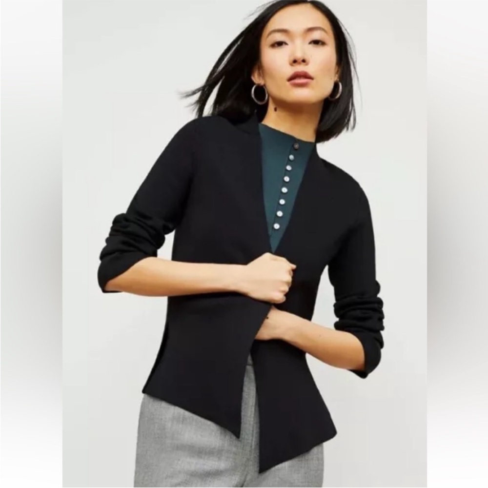 M.M. LaFleur The Woolf Jardigan Knit Jacket in Black Size L
